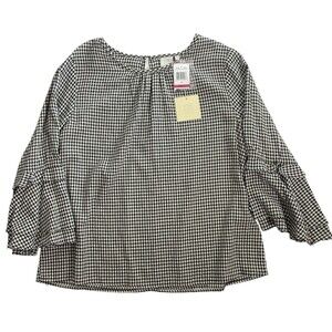 NWT Good Luck Gem Gingham Top Blouse Bell Sleeve Modern Cottagecore Chic SMALL